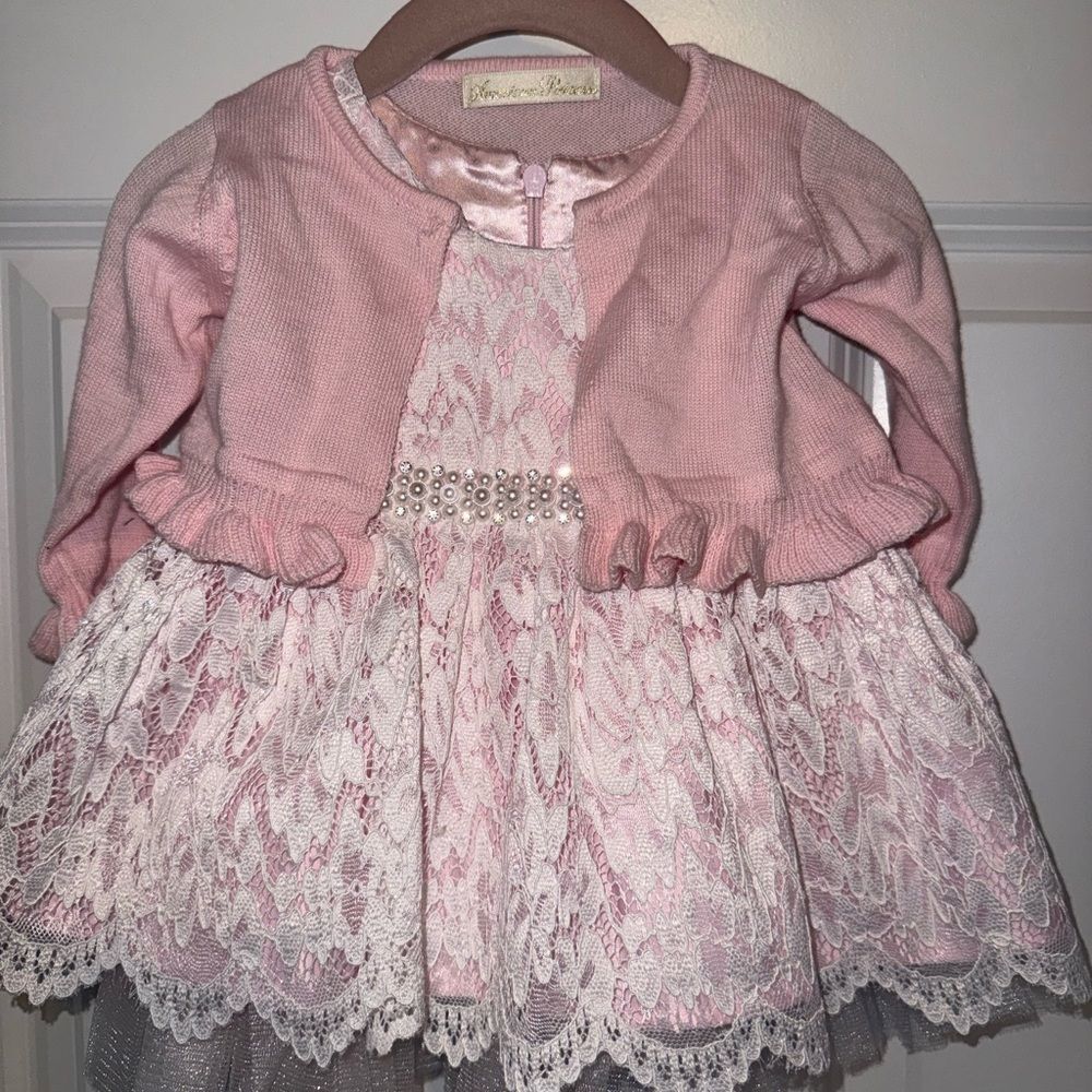American Princess Pink and White Lace Dress